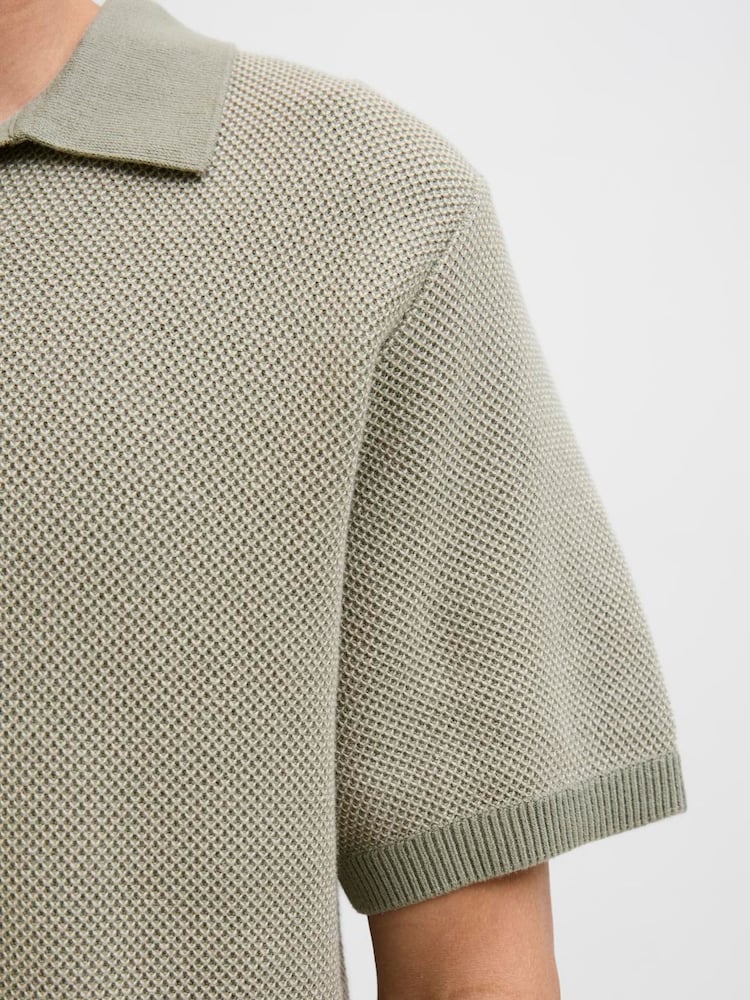 JACK & JONES Grey 100% Cotton Premium Knit Polo Shirt - Image 5 of 5 JACK & JONES Grey 100% Cotton Premium Knit Polo Shirt - Image 5 of 5