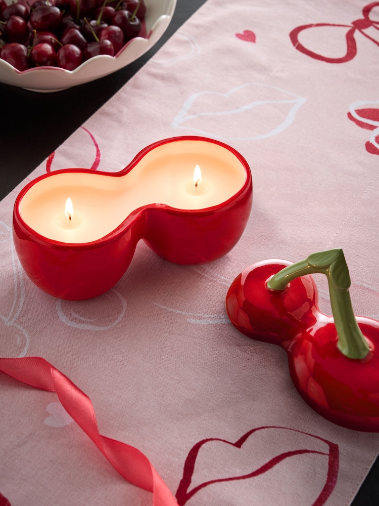 Cherry & Almond Ceramic Cherry Valentines Decorative Candle - Image 1 of 4