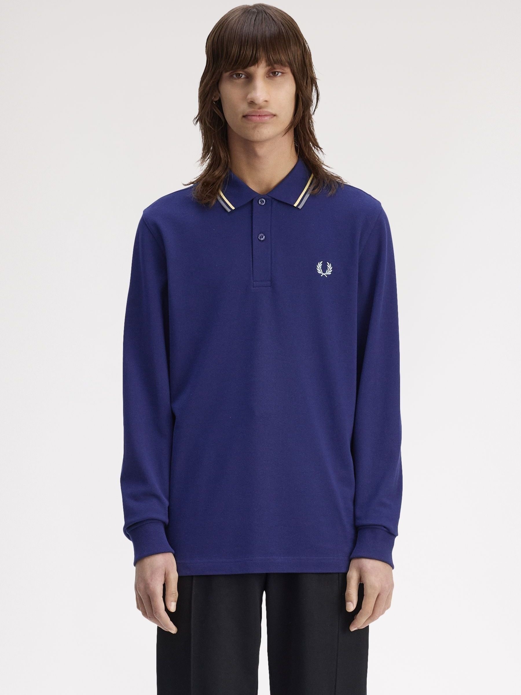 Buy Fred Perry Blue Sleeve Twin Tipped Polo Shirt from Next USA