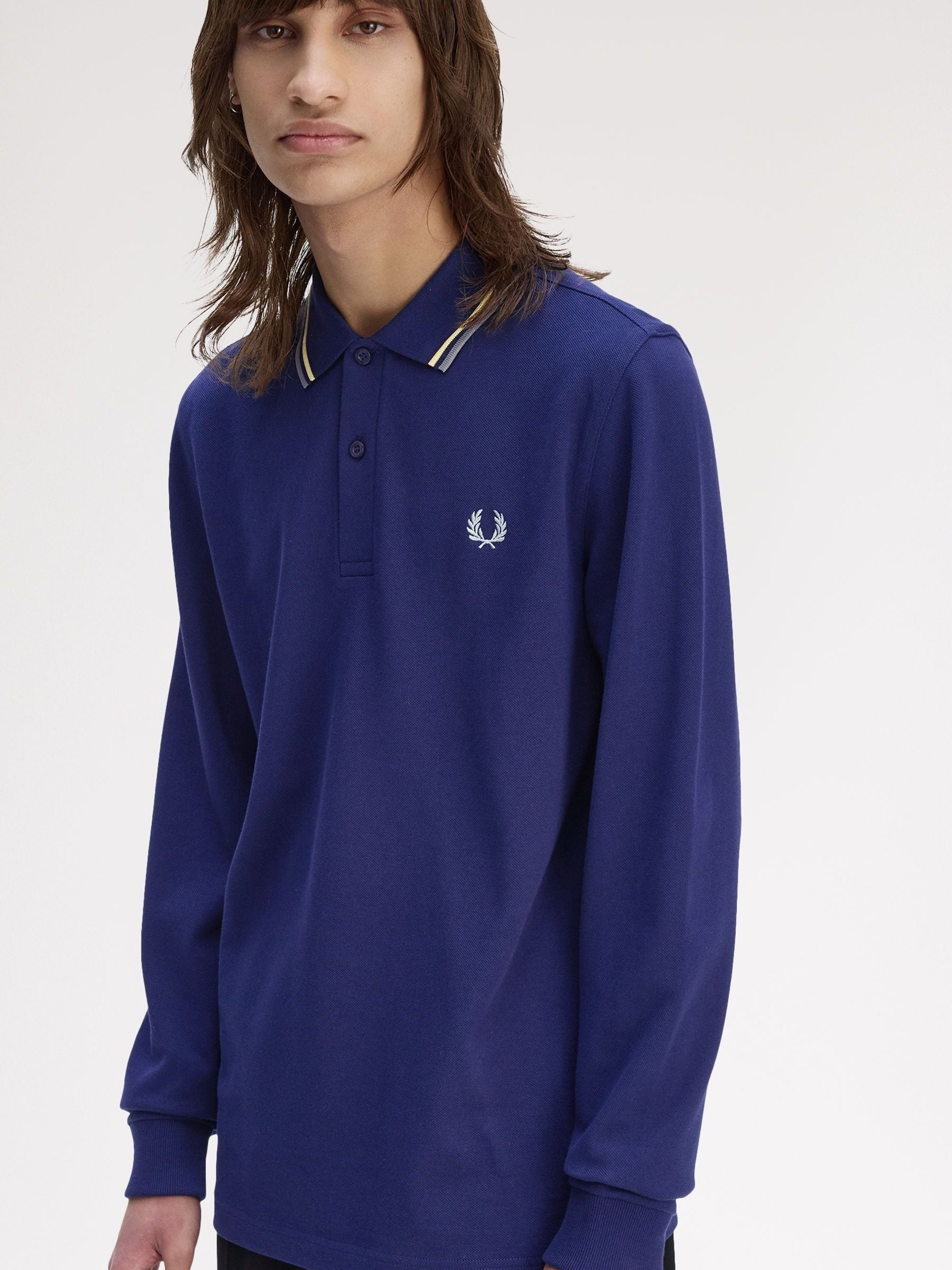 Buy Fred Perry Blue Sleeve Twin Tipped Polo Shirt from Next USA
