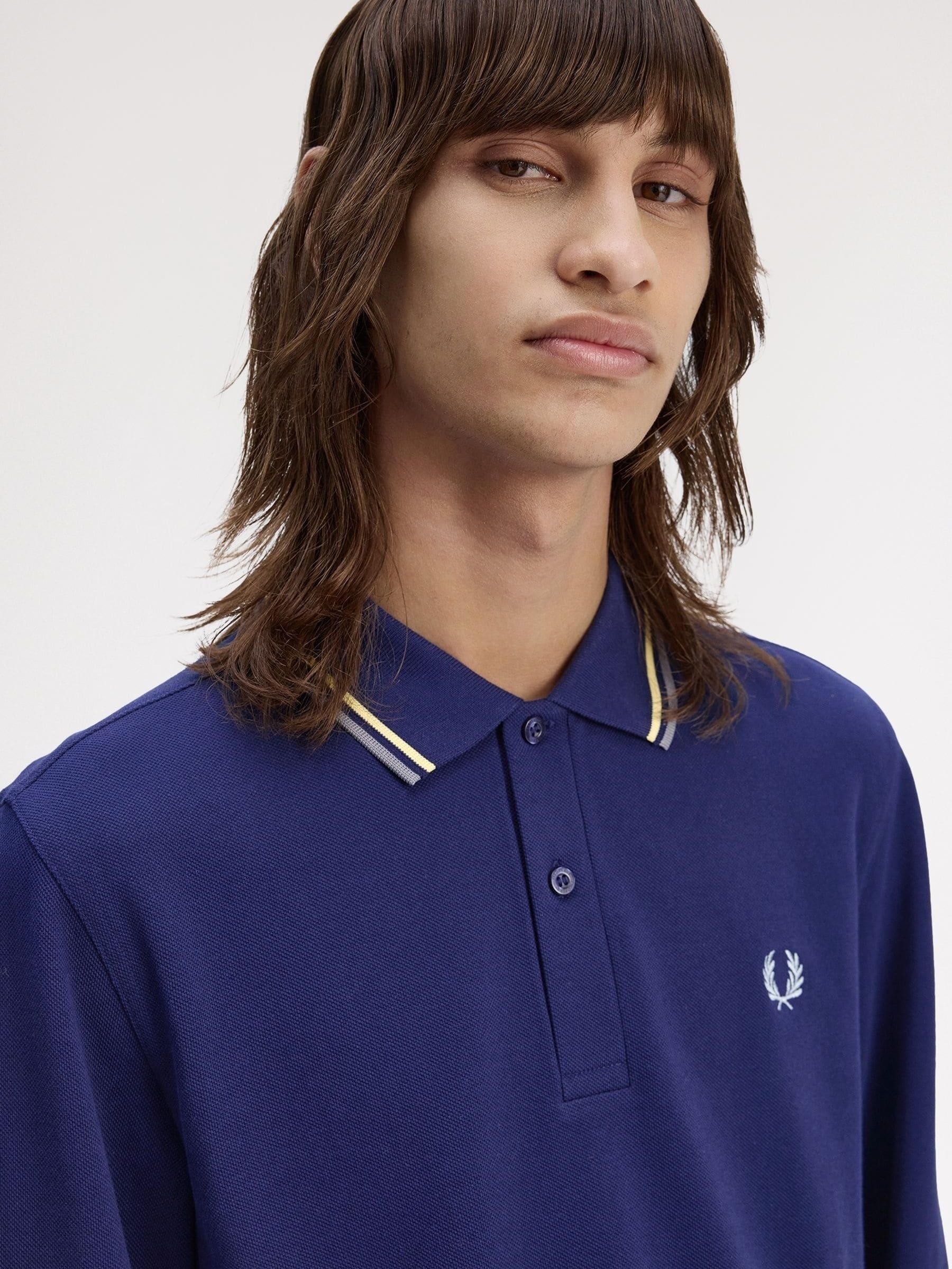 Buy Fred Perry Blue Sleeve Twin Tipped Polo Shirt from Next USA