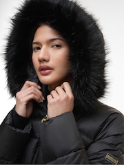 Barbour® International Black/White Cher Puffer Jacket - Image 6 of 8
