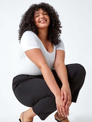 Roman Black Curve Straight Leg Trousers - Image 2 of 5