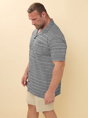 BadRhino Big & Tall Black Jacquard Stripe Revere 100% Cotton Shirt - Image 4 of 6