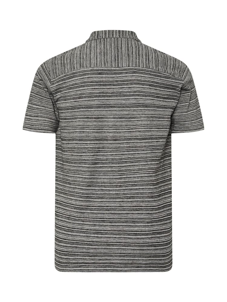 BadRhino Big & Tall Black Jacquard Stripe Revere 100% Cotton Shirt - Image 6 of 6