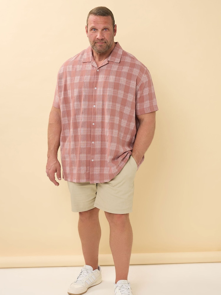 BadRhino Big & Tall Pink Seersucker Check 100% Cotton Shirt - Image 2 of 6