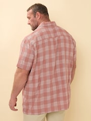 BadRhino Big & Tall Pink Seersucker Check 100% Cotton Shirt - Image 3 of 6