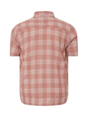 BadRhino Big & Tall Pink Seersucker Check 100% Cotton Shirt - Image 6 of 6