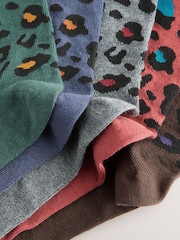 Blue/Green/Grey Animal Print - Gemusterte Socken, 5er-Pack - Bild 2 von 8