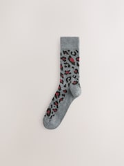 Blue/Green/Grey Animal Print - Gemusterte Socken, 5er-Pack - Bild 6 von 8