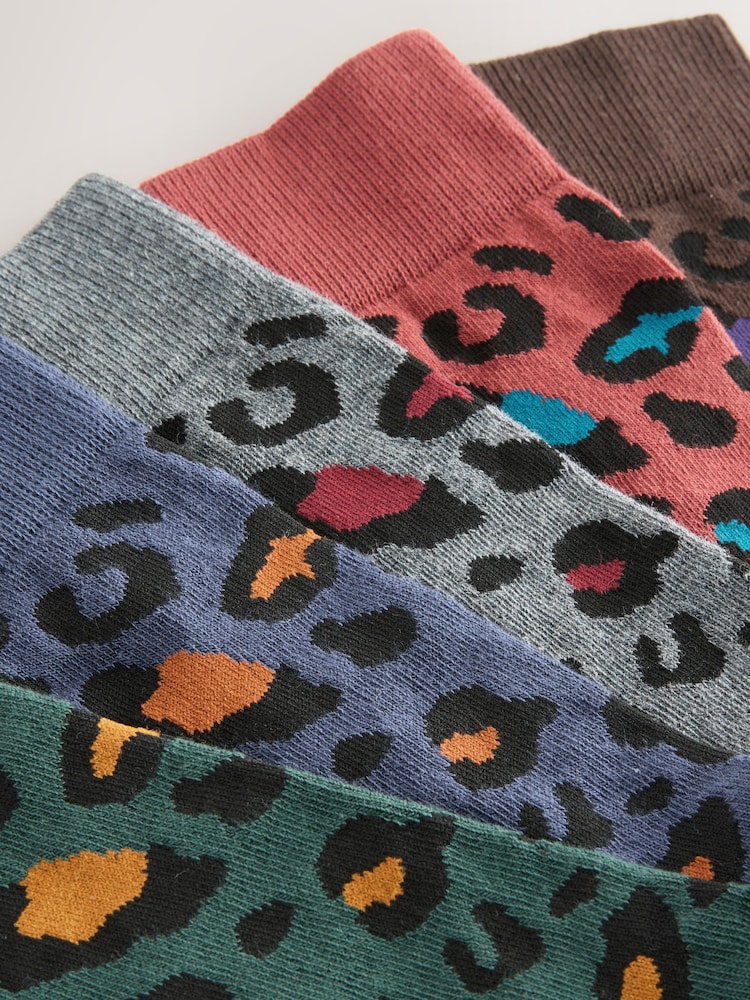 Blue/Green/Grey Animal Print - Gemusterte Socken, 5er-Pack - Bild 8 von 8