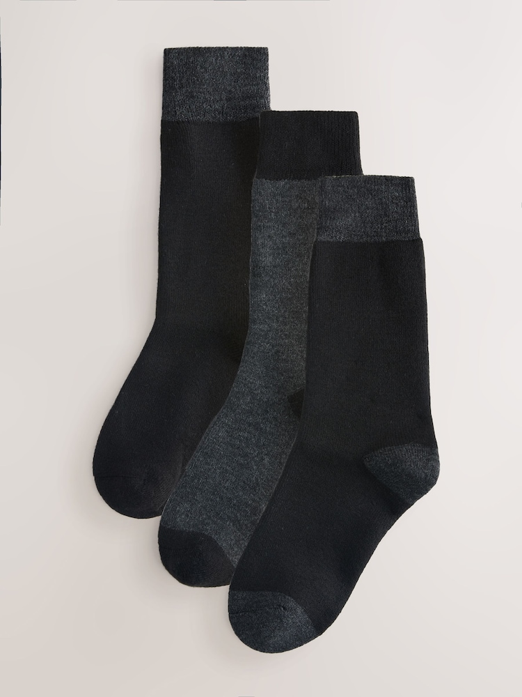 Charcoal Grey Thermal Heavyweight Socks 3 Pack - Image 1 of 6