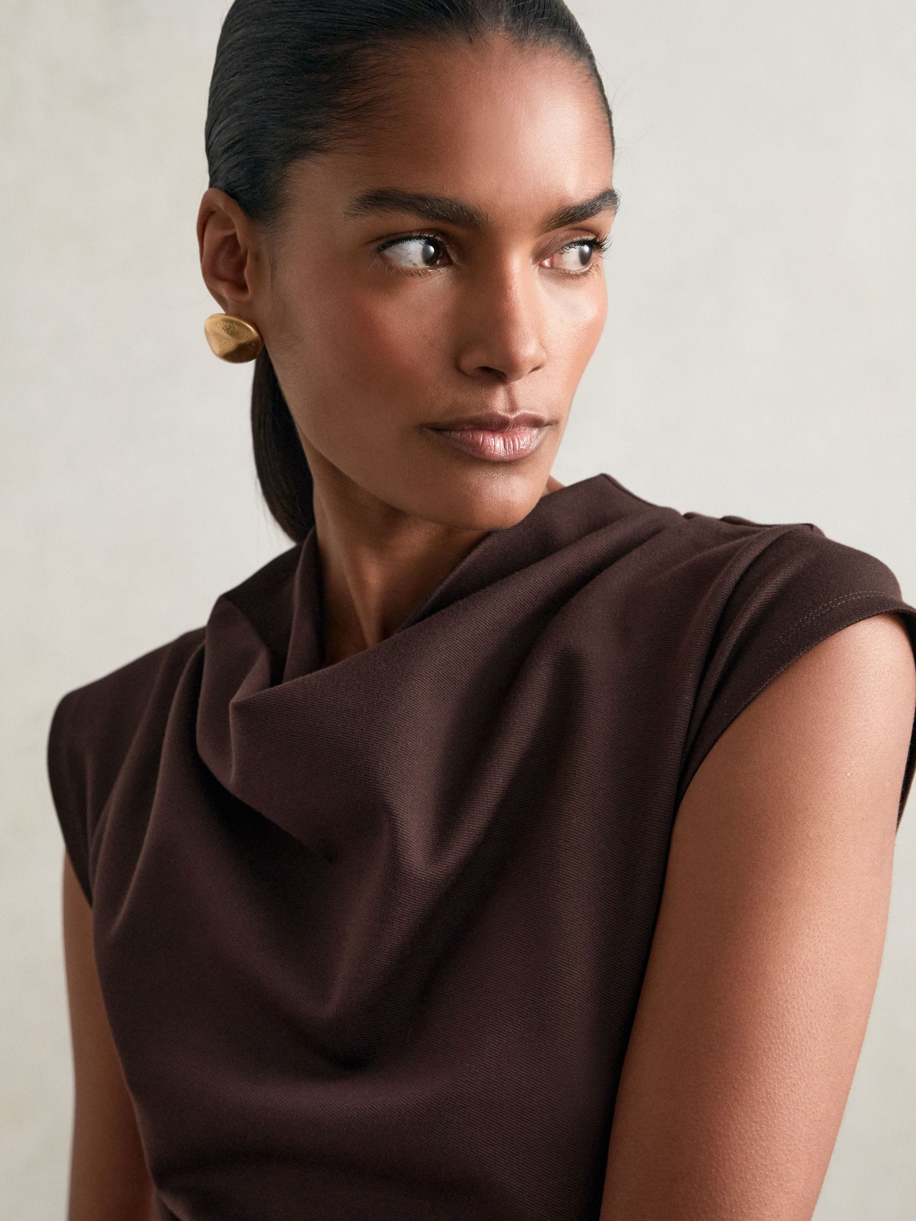 【海外限定】REISSドレス☆Harlan Twill-Jersey Draped Midi Dre Reiss Harlan Twill-Jersey Midi Dress In Black | Editorialist