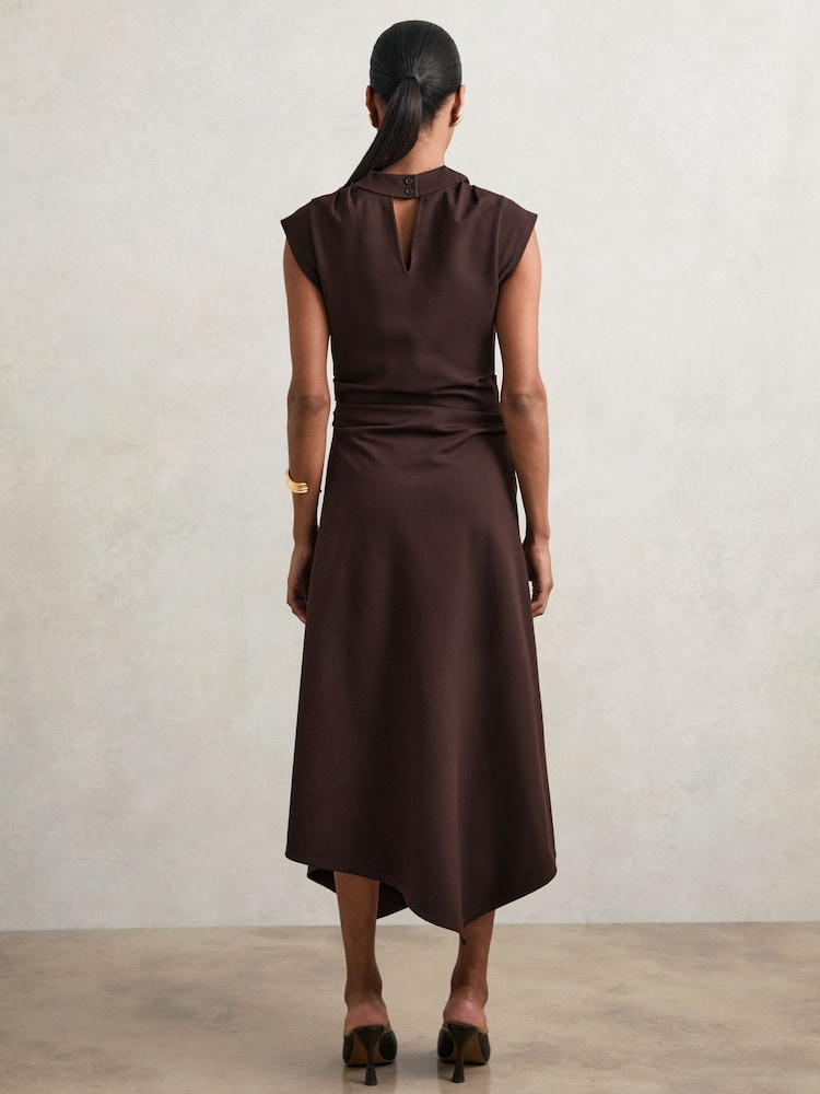 Buy Reiss Burgundy Harlan Twill-Jersey Draped Midi Dress from Next USA Buy Reiss Burgundy Harlan Twill-Jersey Draped Midi Dress from Next USA