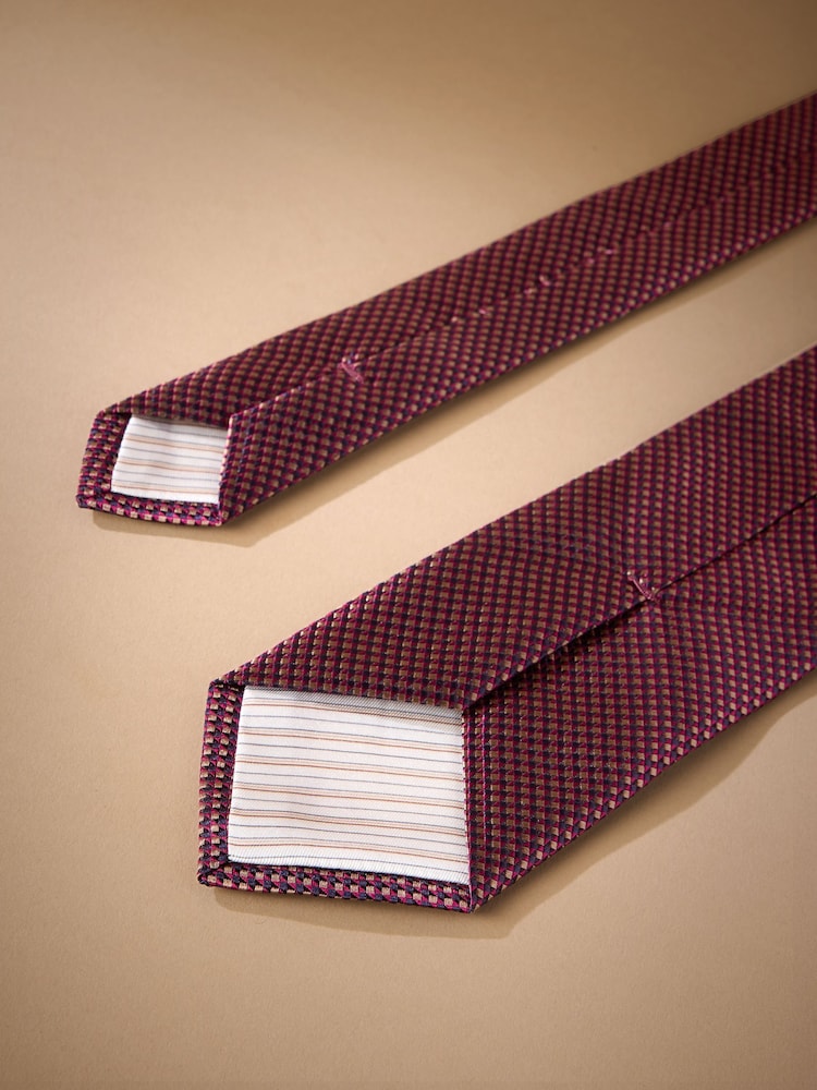 Dark Red Italian Silk Design Tie - Image 3 of 3 Dark Red Italian Silk Design Tie - Image 3 of 3