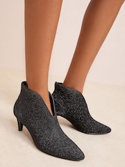 Friends Like These Black Glitter Wide Fit Formal Mid Heel Shoe Boots - Image 1 of 4