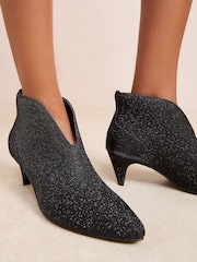 Friends Like These Black Glitter Wide Fit Formal Mid Heel Shoe Boots - Image 3 of 4