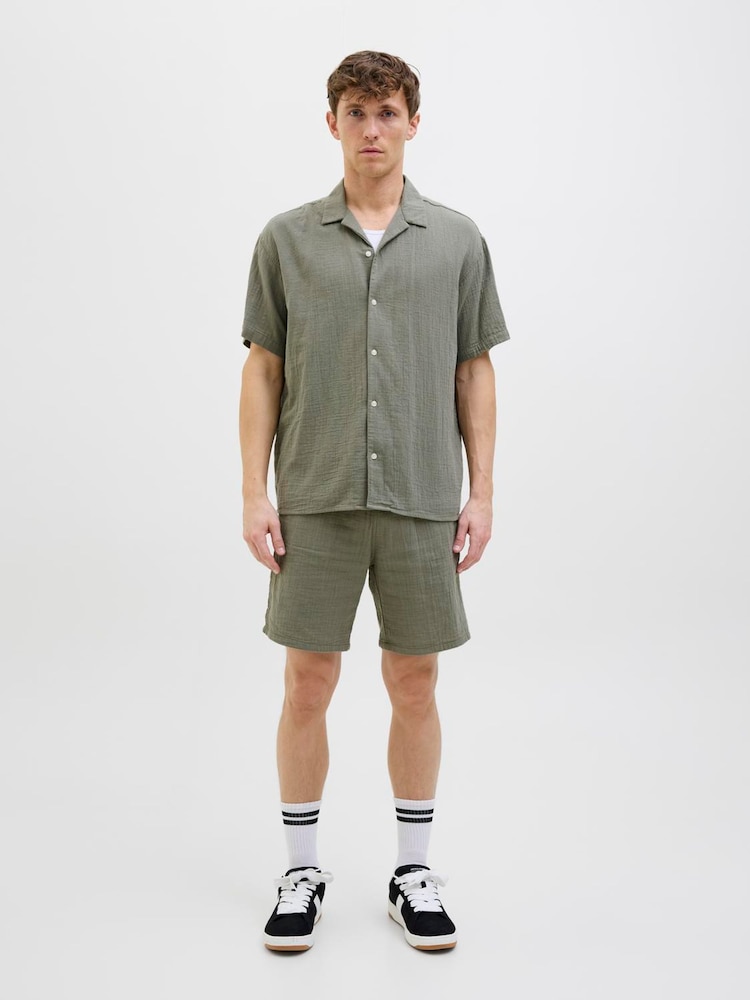 JACK & JONES Seersucker Revere Collar 100% Cotton Shirt And Shorts Set - Bild 1 von 7