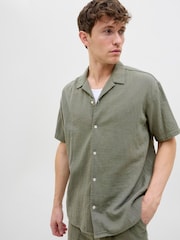 JACK & JONES Seersucker Revere Collar 100% Cotton Shirt And Shorts Set - Bild 4 von 7