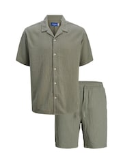JACK & JONES Seersucker Revere Collar 100% Cotton Shirt And Shorts Set - Bild 5 von 7