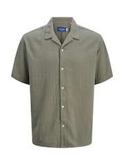 JACK & JONES Seersucker Revere Collar 100% Cotton Shirt And Shorts Set - Bild 6 von 7