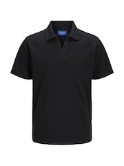 JACK & JONES Black Textured Polo Shirt - Image 1 of 1