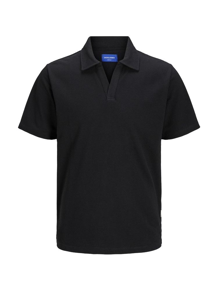 JACK & JONES Black Textured Polo Shirt - Image 1 of 1