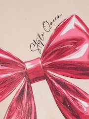 River Island Pink Girls Bow T-Shirt And Skirt Set - Image 4 of 5