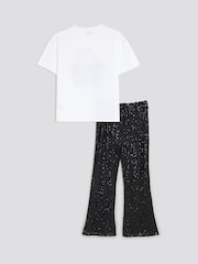 River Island Black Girls Cherry Sequin T-Shirt Kickflare Set - Image 2 of 5