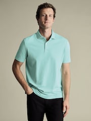 Charles Tyrwhitt Green Short Sleeve Smart Pique Polo Shirt - Image 1 of 5