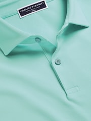 Charles Tyrwhitt Green Short Sleeve Smart Pique Polo Shirt - Image 3 of 5