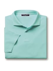 Charles Tyrwhitt Green Short Sleeve Smart Pique Polo Shirt - Image 4 of 5