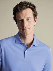 Charles Tyrwhitt Blue Short Sleeve Smart Pique Polo Shirt - Image 2 of 5