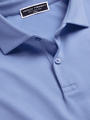 Charles Tyrwhitt Blue Short Sleeve Smart Pique Polo Shirt - Image 3 of 5