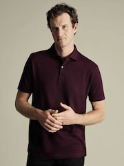 Charles Tyrwhitt Red Short Sleeve Smart Pique Polo Shirt - Image 1 of 5
