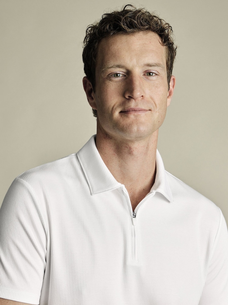 Charles Tyrwhitt White Performance Textured Polo Shirt - Image 2 of 5