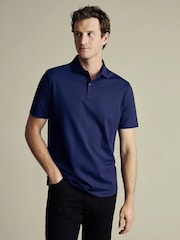 Charles Tyrwhitt Royal Blue Short Sleeve Smart Pique Polo Shirt - Image 1 of 5