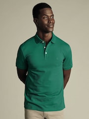 Charles Tyrwhitt Green Short Sleeve Stretch Pique Polo Shirt - Image 1 of 5