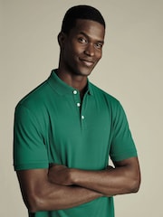Charles Tyrwhitt Green Short Sleeve Stretch Pique Polo Shirt - Image 2 of 5