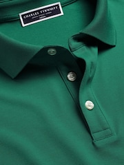 Charles Tyrwhitt Green Short Sleeve Stretch Pique Polo Shirt - Image 3 of 5