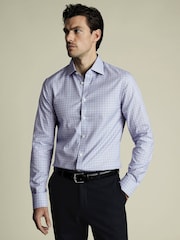 Charles Tyrwhitt Blue Slim Fit Slim Fit Egyptian 100% Cotton Check Shirt - Image 1 of 6