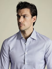 Charles Tyrwhitt Blue Slim Fit Slim Fit Egyptian 100% Cotton Check Shirt - Image 2 of 6