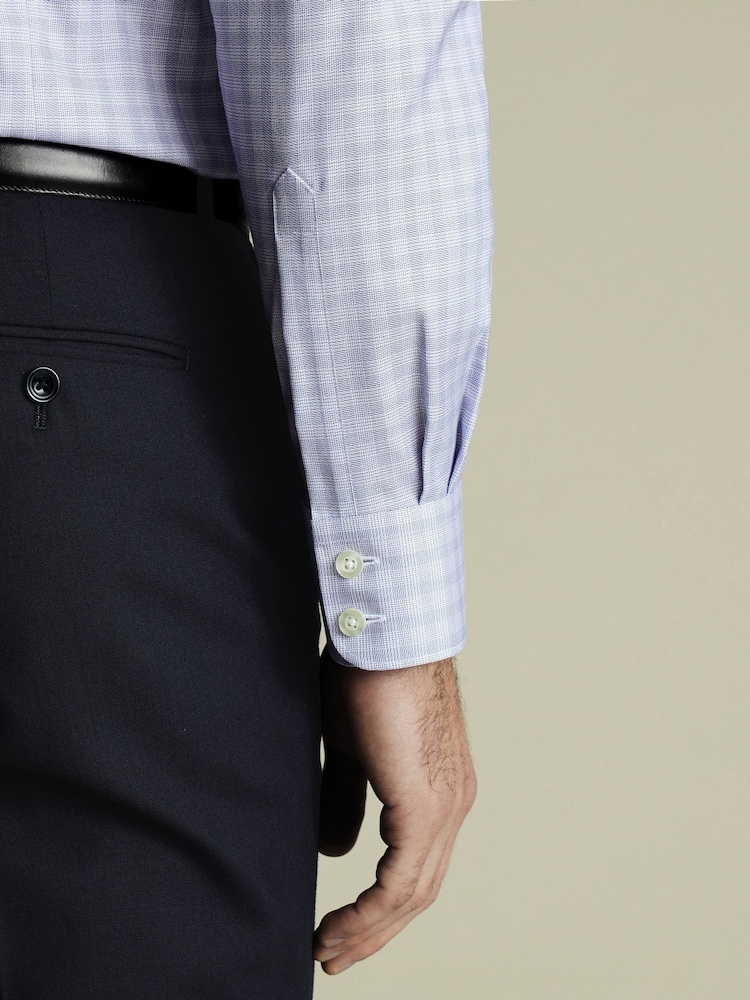 Bleu - Chemise slim Charles Tyrwhitt égyptienne 100% coton à carreaux - Image 3 of 6