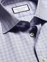 Charles Tyrwhitt Blue Slim Fit Slim Fit Egyptian 100% Cotton Check Shirt - Image 5 of 6