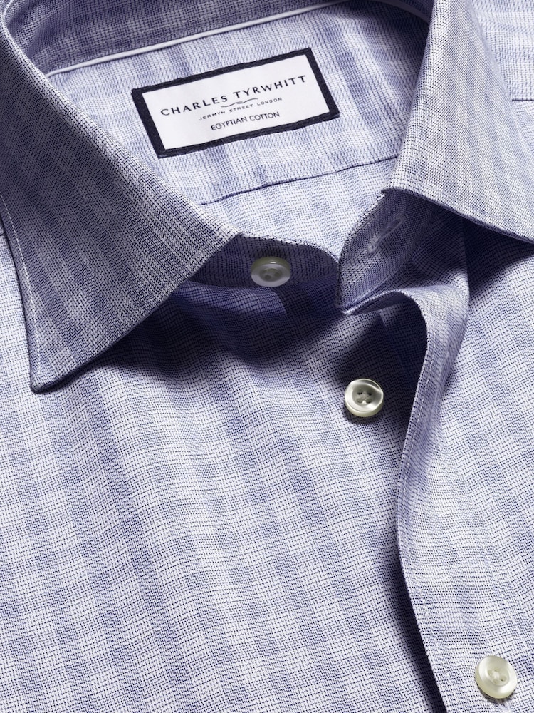 Bleu - Chemise slim Charles Tyrwhitt égyptienne 100% coton à carreaux - Image 5 of 6