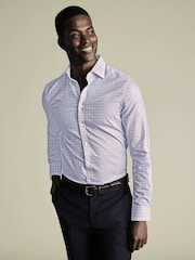 Charles Tyrwhitt Pink Slim Fit Slim Fit Egyptian 100% Cotton Check Shirt - Image 1 of 6