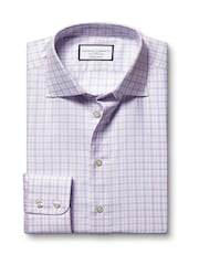 Charles Tyrwhitt Pink Slim Fit Slim Fit Egyptian 100% Cotton Check Shirt - Image 4 of 6