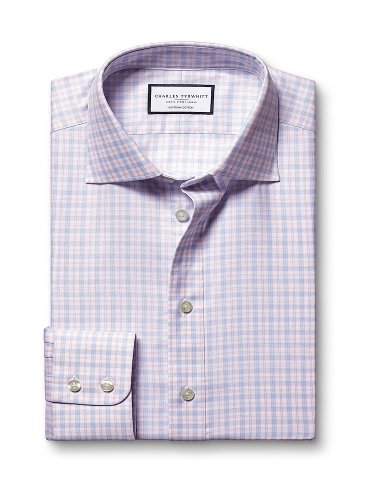 Rose - Chemise slim Charles Tyrwhitt égyptienne 100% coton à carreaux - Image 4 of 6