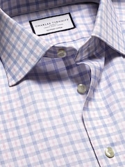 Charles Tyrwhitt Pink Slim Fit Slim Fit Egyptian 100% Cotton Check Shirt - Image 5 of 6