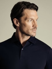 Charles Tyrwhitt BlueNavy Short Sleeve Smart Pique Polo Shirt - Image 2 of 5